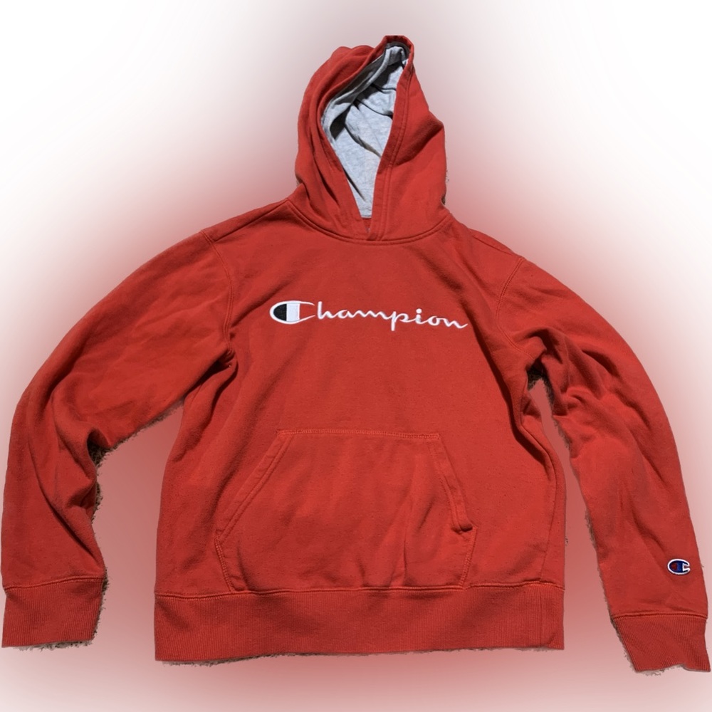 Champion youth L red hoodie used